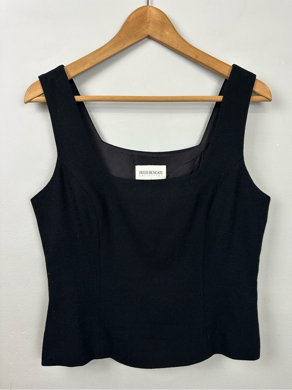 Hugo Buscati Square Neck 100% Wool Sleeveless Top Sz 10
